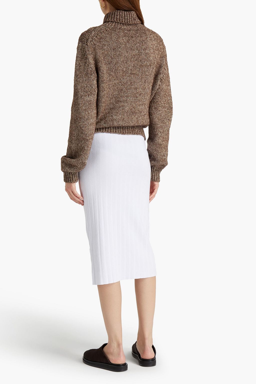 ENZA COSTA Ribbed jersey midi pencil skirt