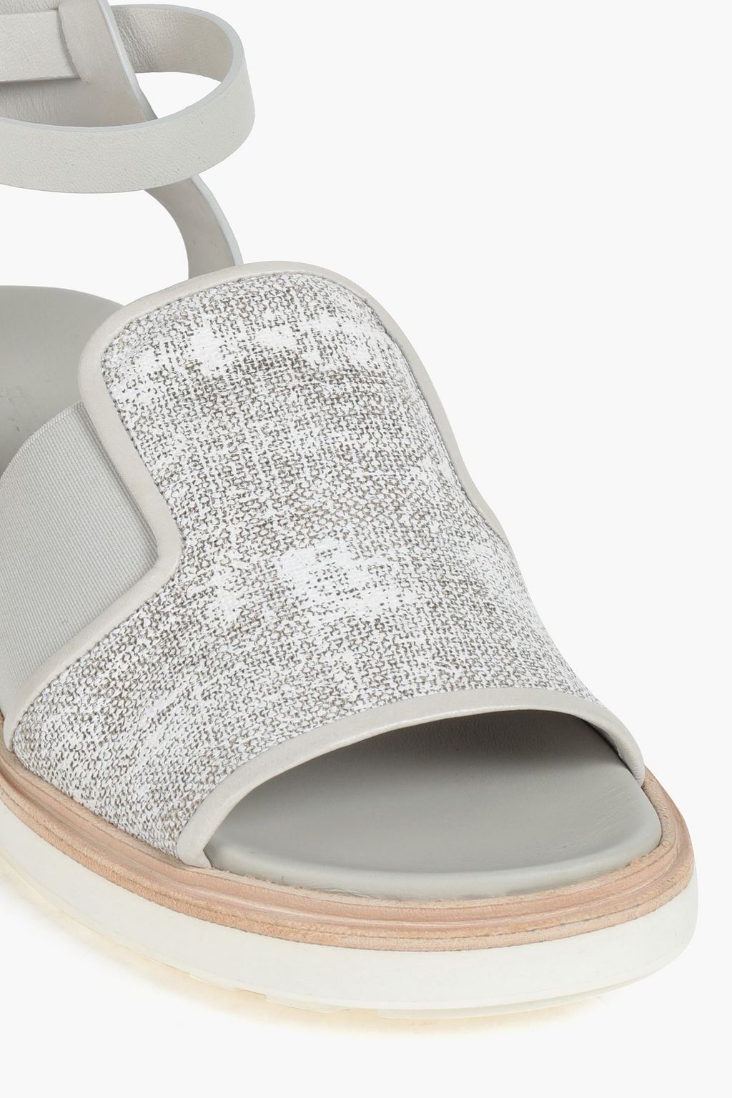 GENTRYPORTOFINO Leather-trimmed hemp-canvas sandals
