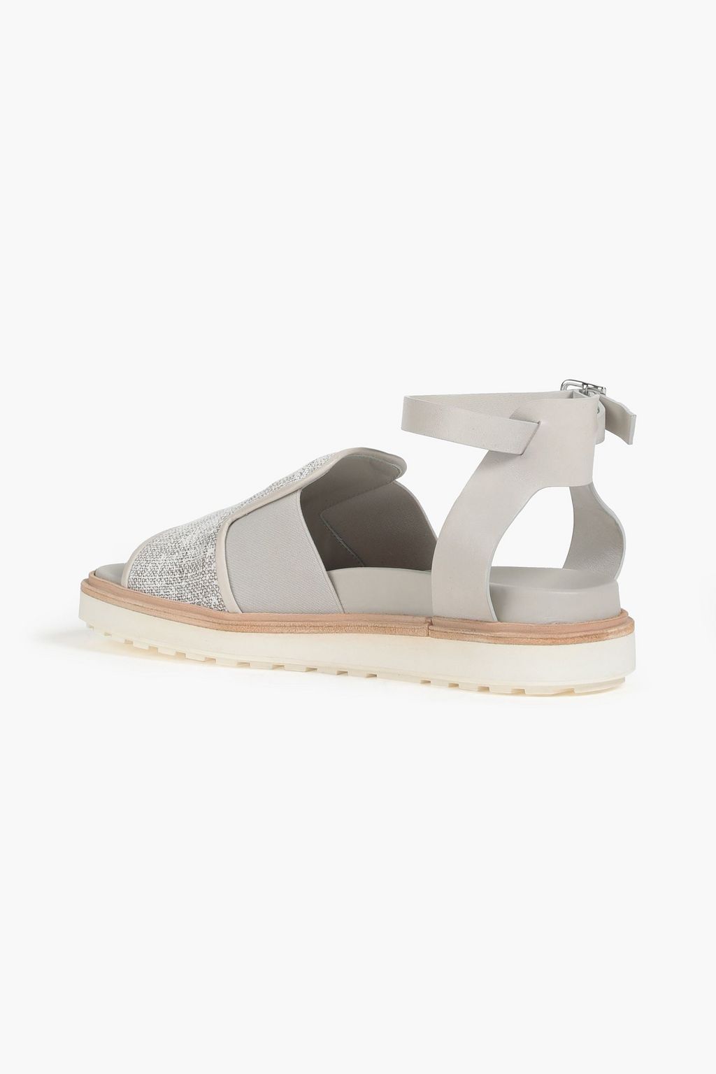 GENTRYPORTOFINO Leather-trimmed hemp-canvas sandals
