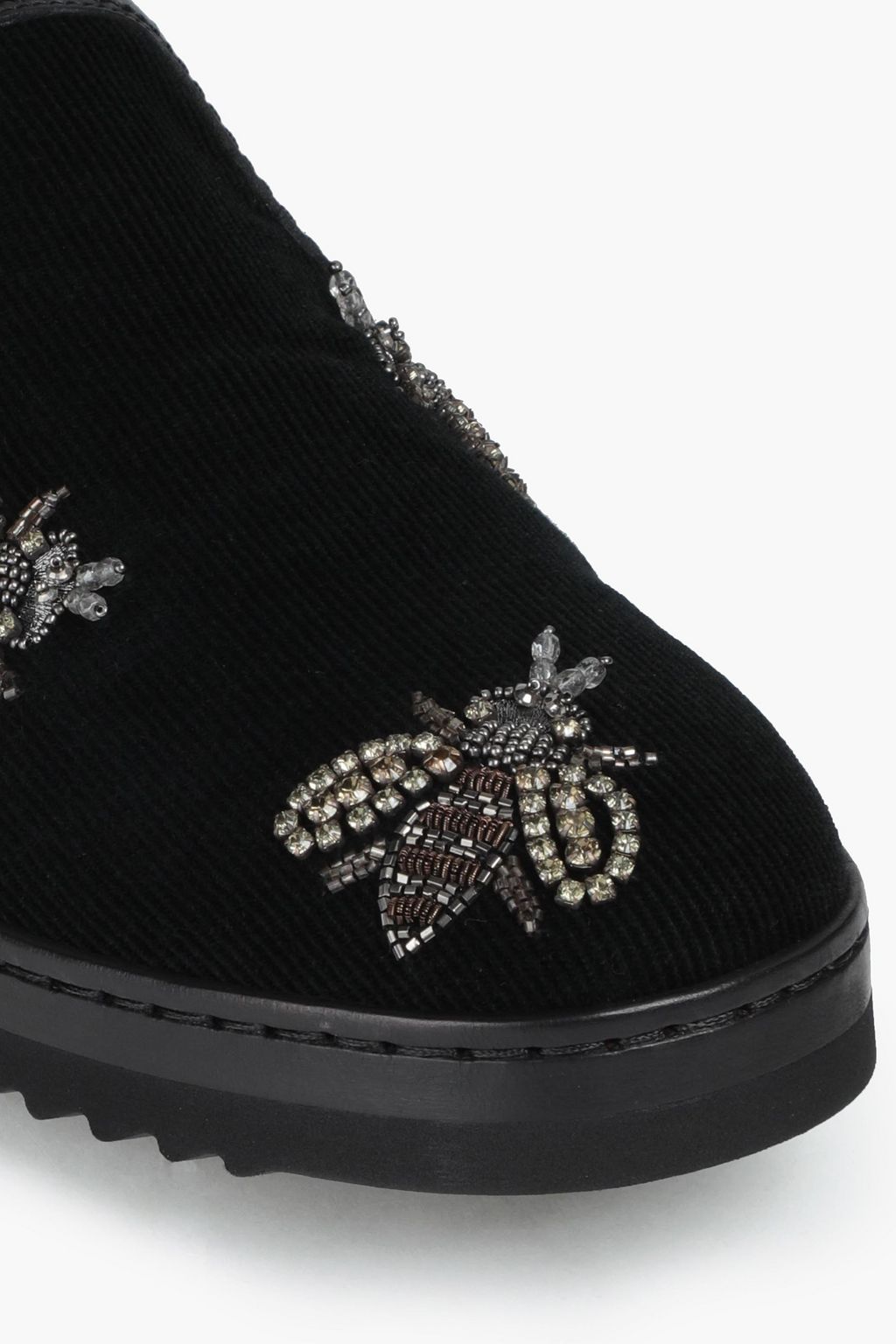DOLCE&GABBANA Leather-trimmed embellished corduroy loafers