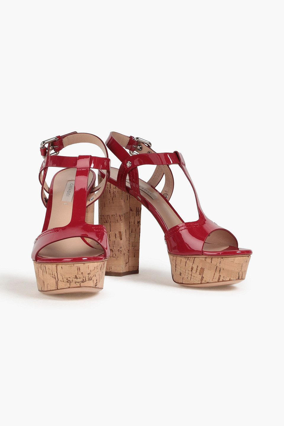 Casadei Patent-leather Platform Sandals In Burgundy