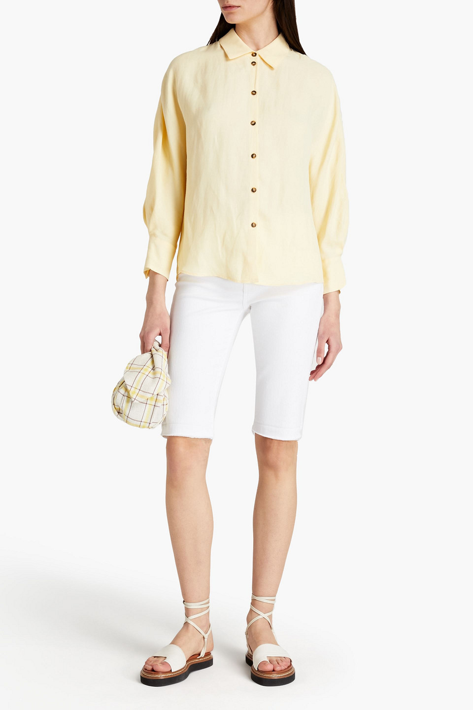 Claudie Pierlot Slub Twill Shirt In Yellow