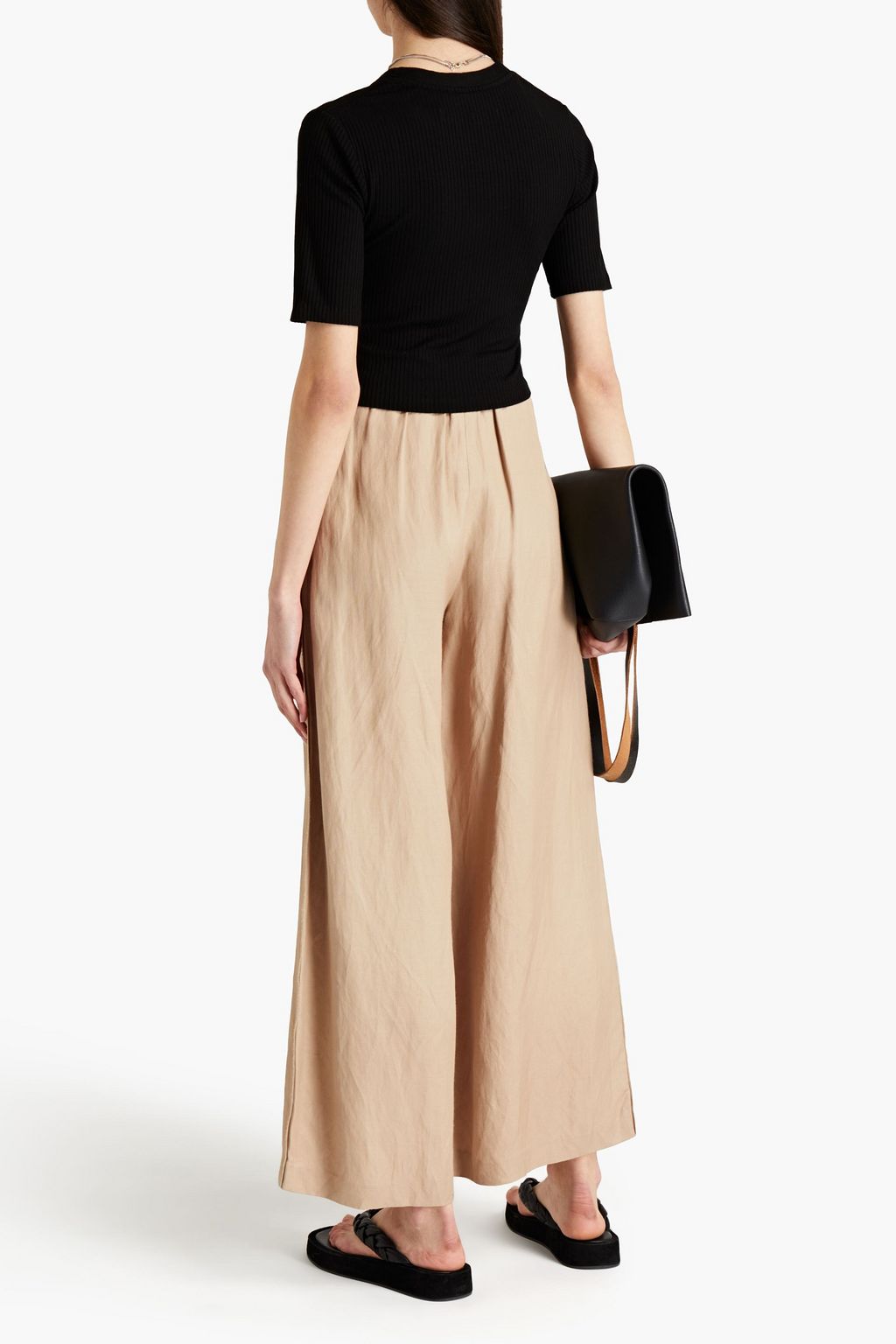ENZA COSTA Cropped ribbed jersey cardigan