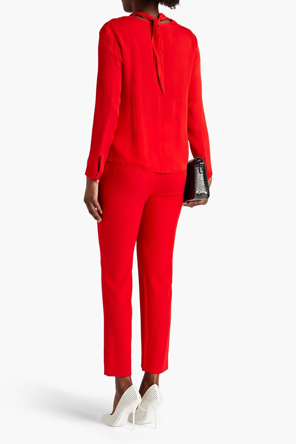 TOM FORD Tie-neck draped silk crepe de chine blouse
