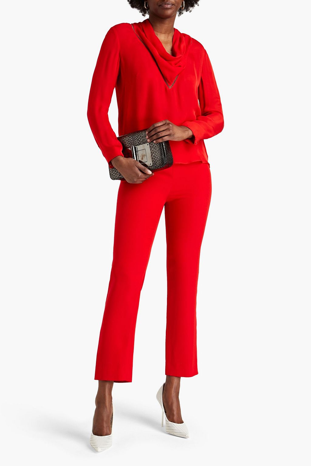 TOM FORD Tie-neck draped silk crepe de chine blouse