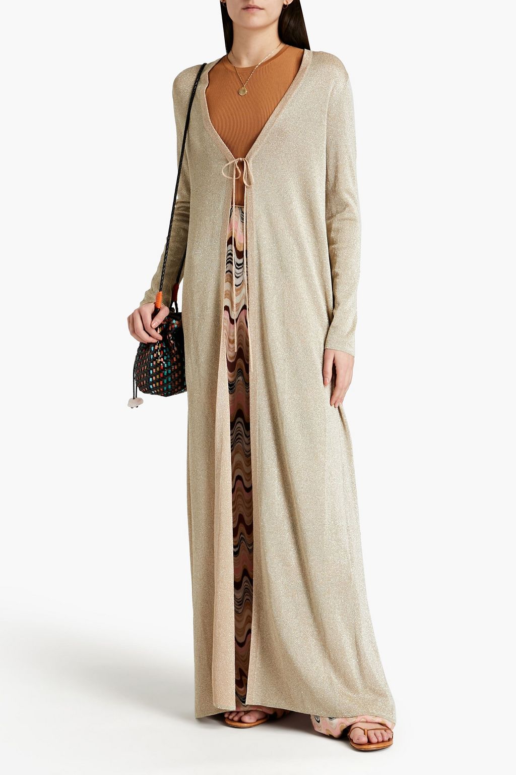 MISSONI Patchwork-effect metallic crochet-knit cardigan