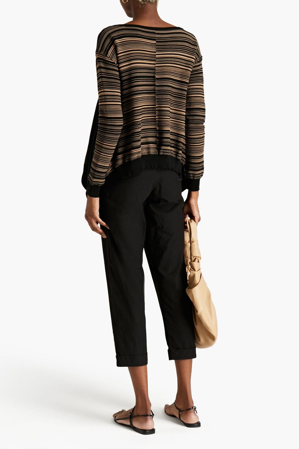 GENTRYPORTOFINO Chiffon-paneled crochet-knit cotton top