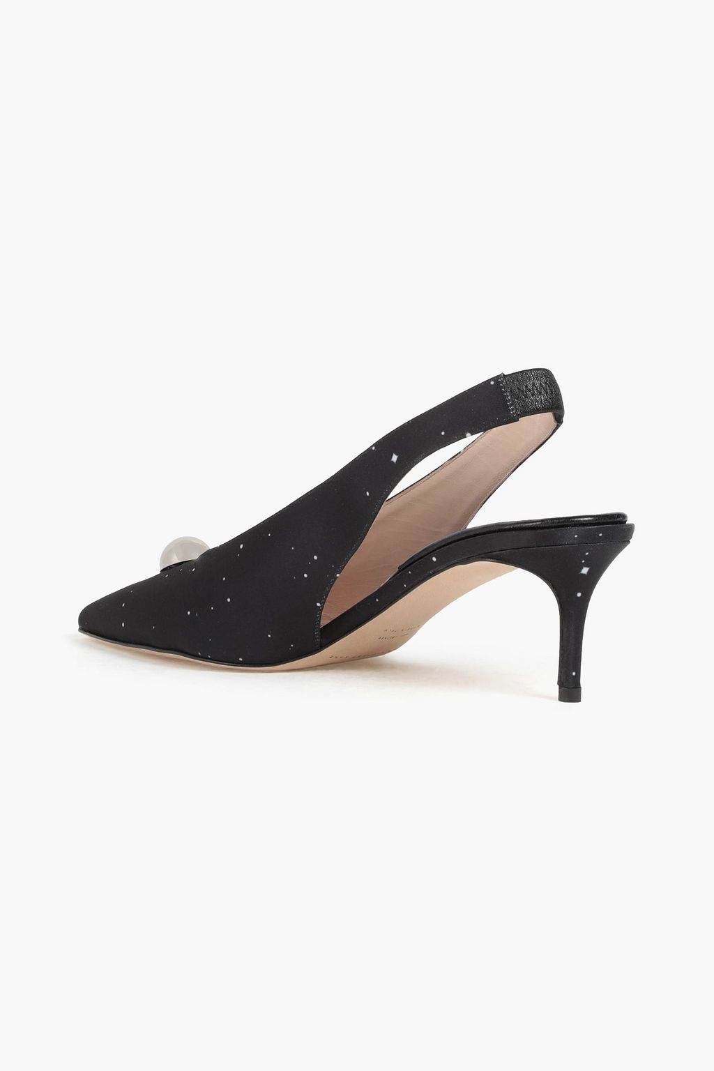 CHRISTOPHER KANE Embellished printed satin slingback pumps