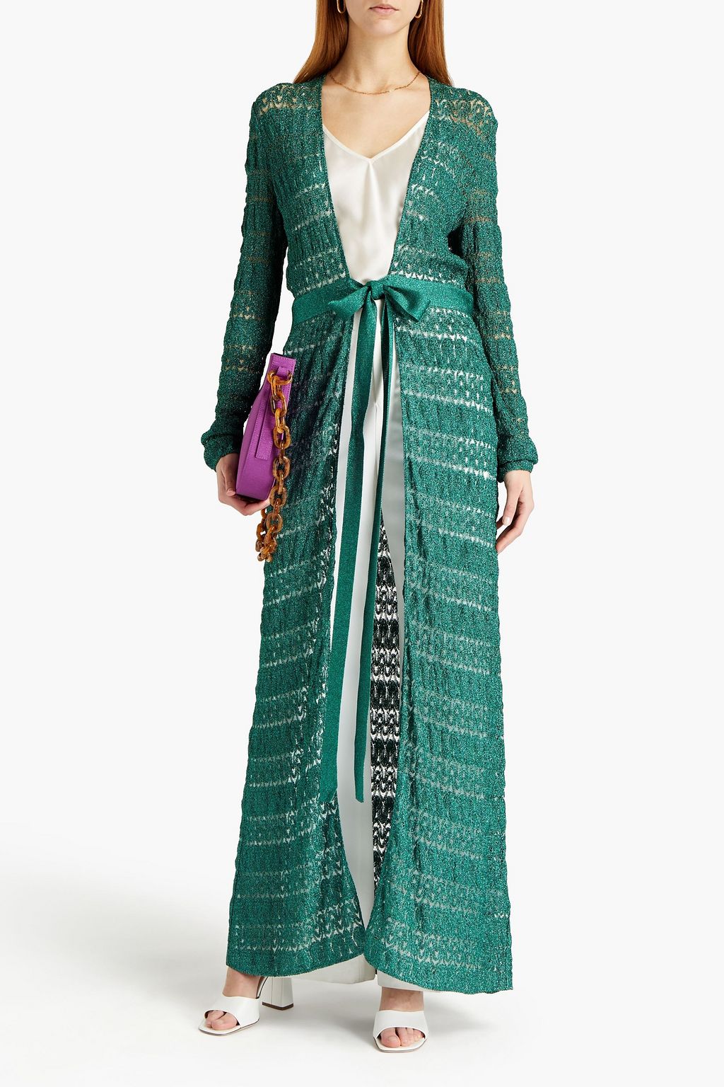 MISSONI Metallic crochet-knit cardigan