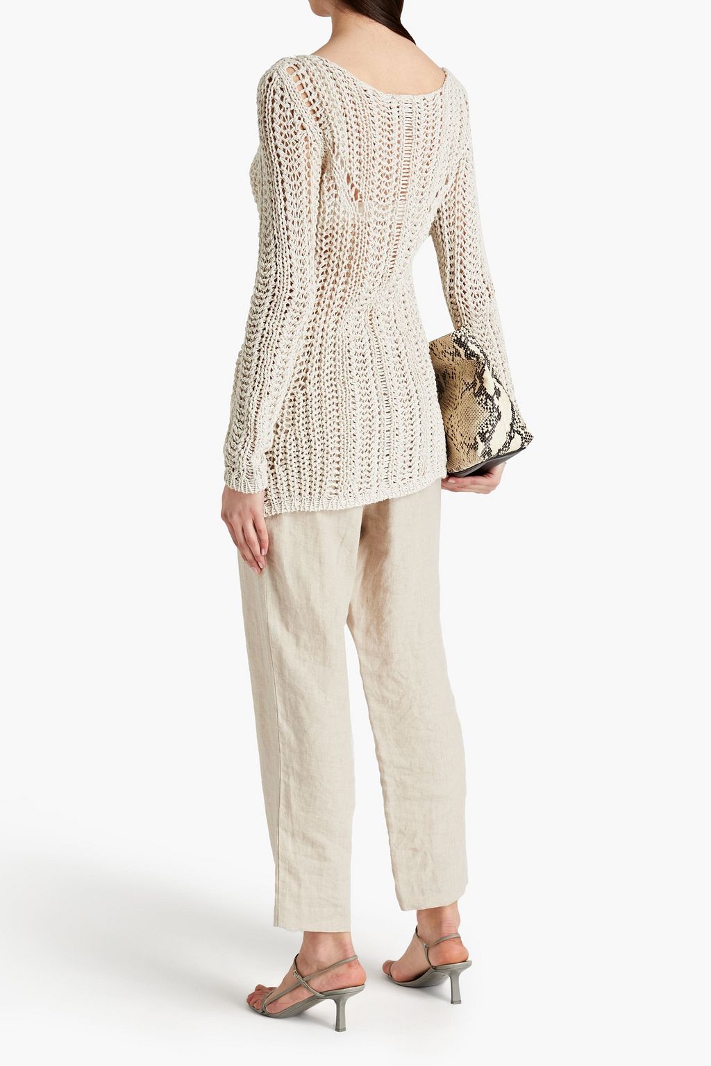 GENTRYPORTOFINO Open-knit cotton and linen-blend sweater