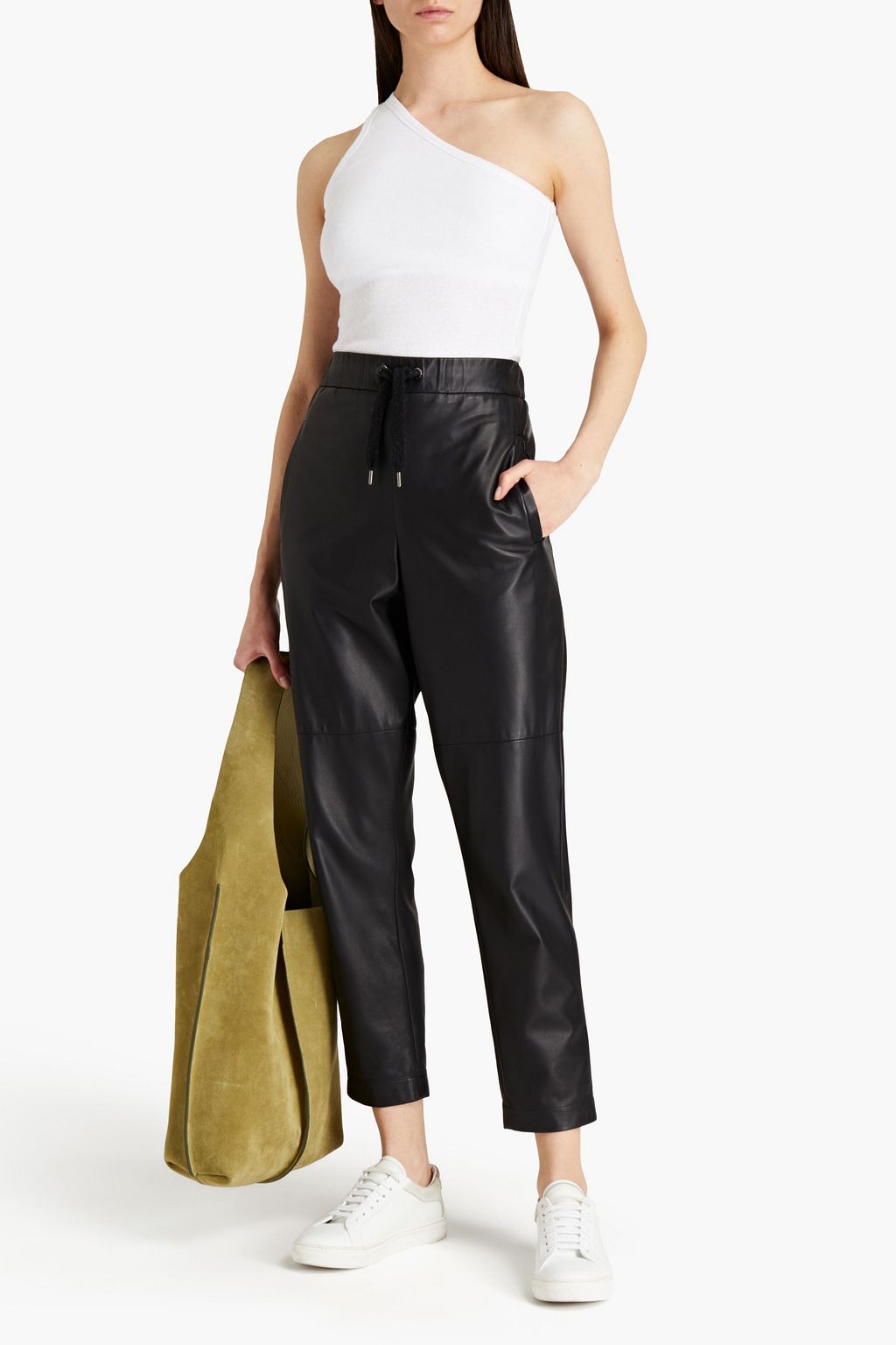 ENZA COSTA One-shoulder ribbed recycled cotton-jersey tank