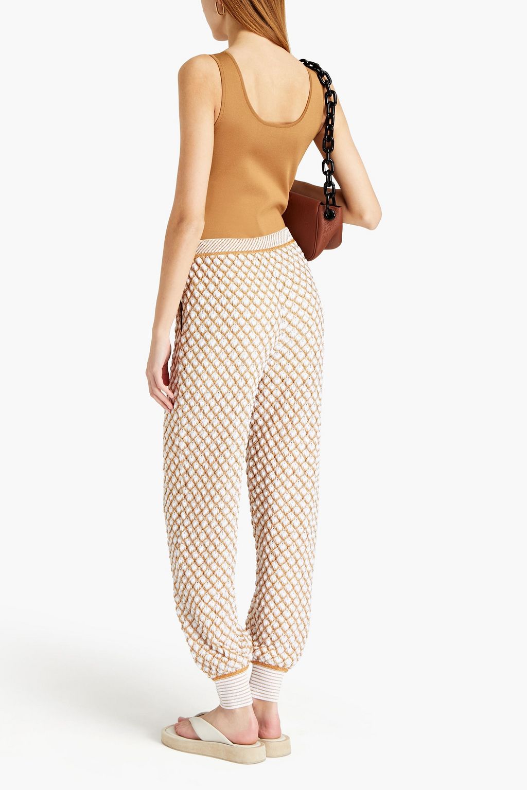 MISSONI Metallic crochet-knit cotton-blend tapered pants
