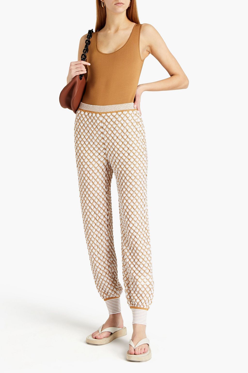 MISSONI Metallic crochet-knit cotton-blend tapered pants