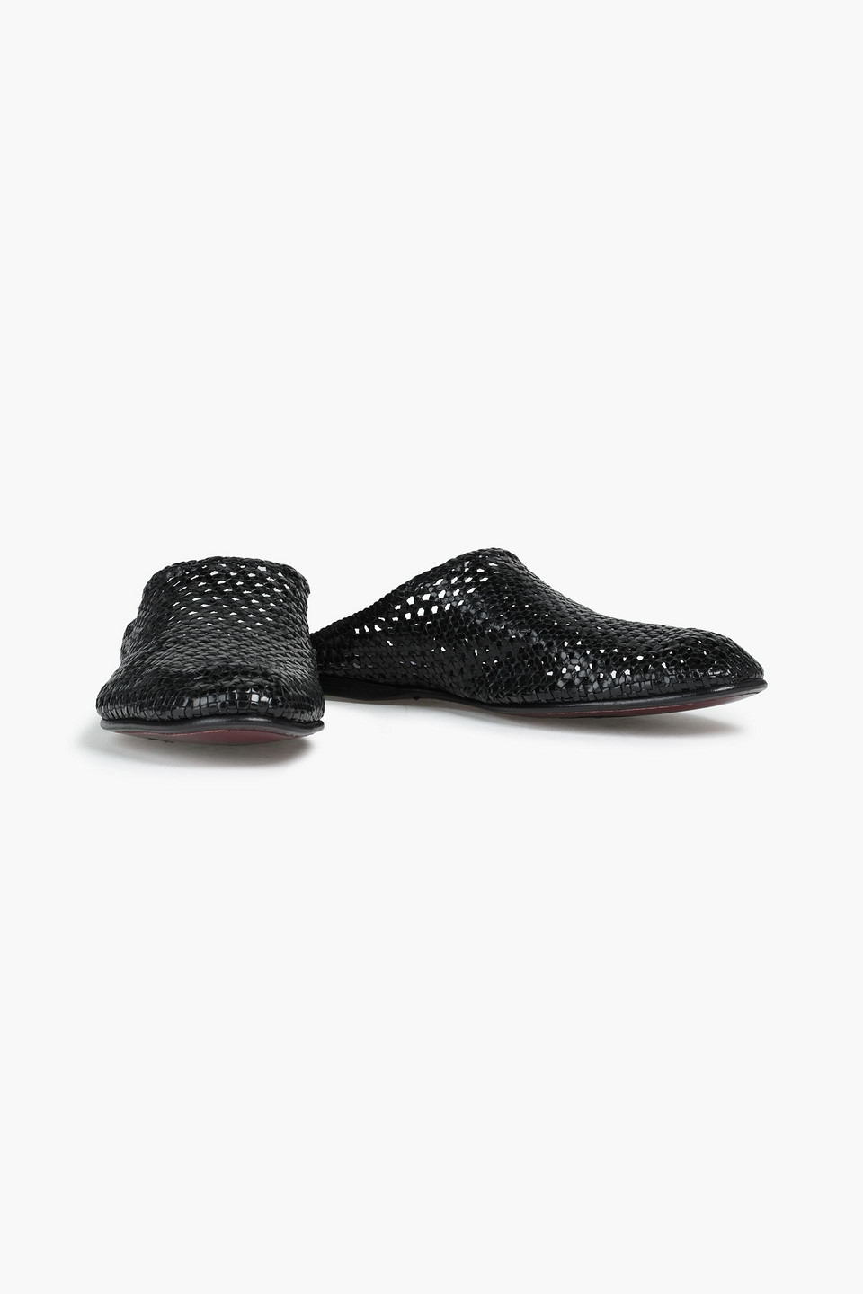 Dolce & Gabbana Man Basketweave Glossed-leather Slippers