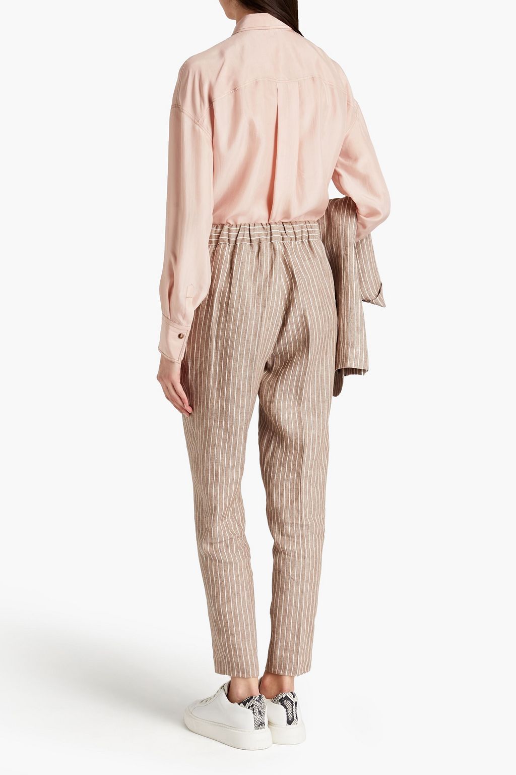 BRUNELLO CUCINELLI Bead-embellished silk-satin shirt