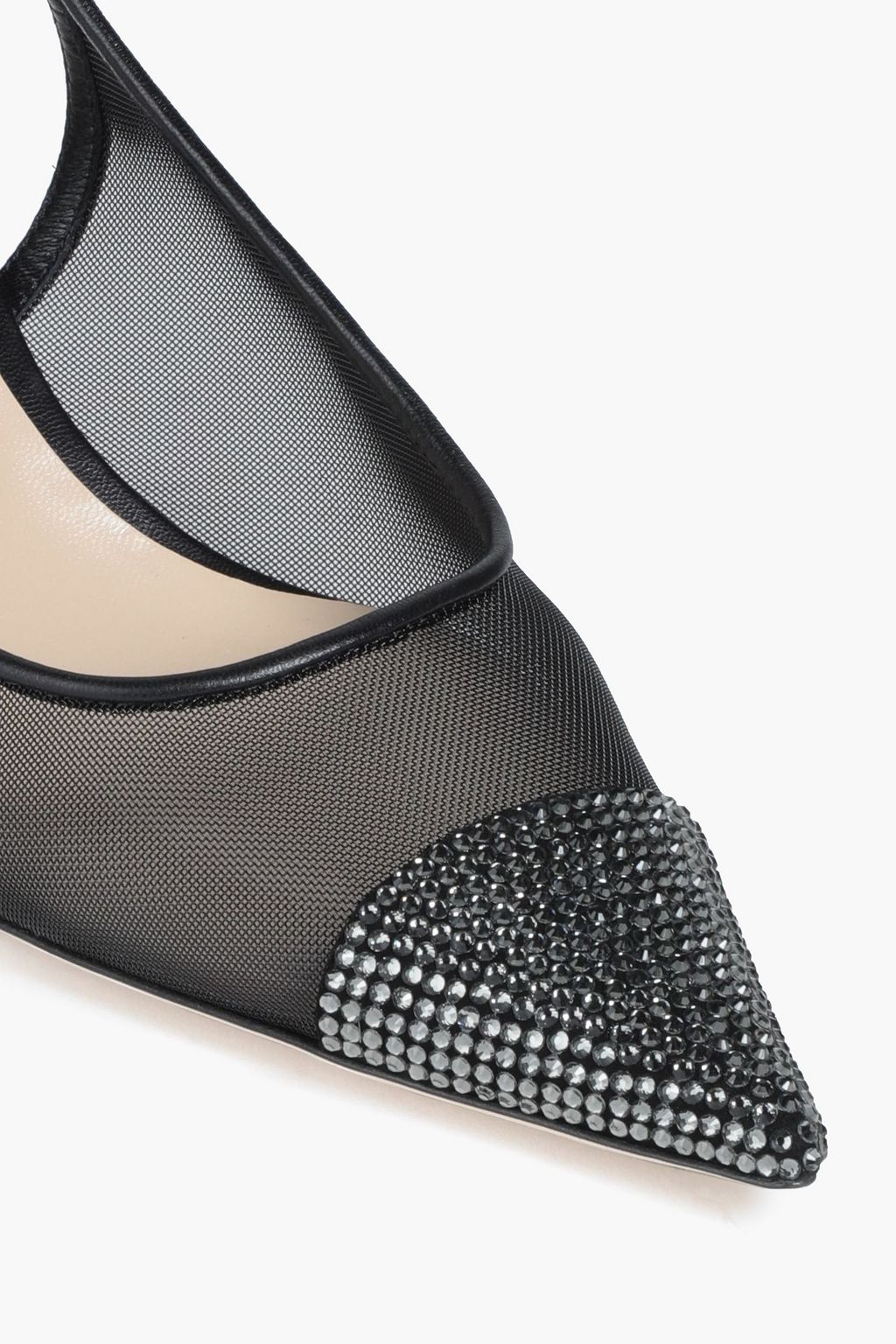 JIMMY CHOO Anika 65 embellished leather and mesh slingback pumps