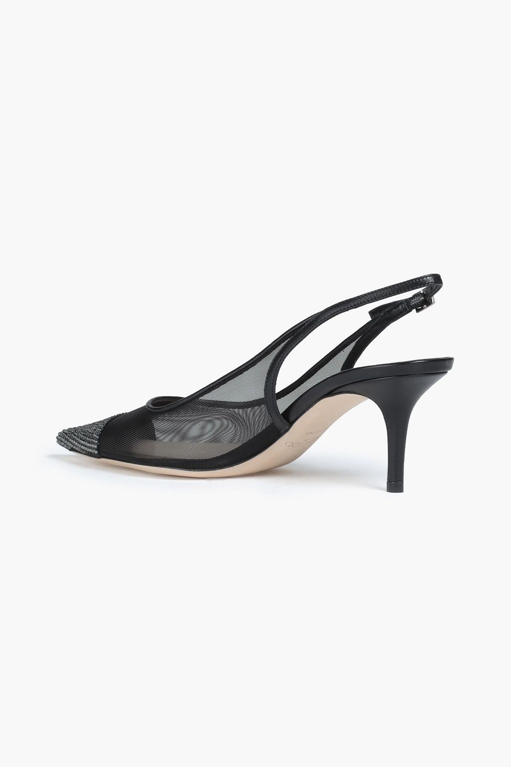 JIMMY CHOO Anika 65 embellished leather and mesh slingback pumps