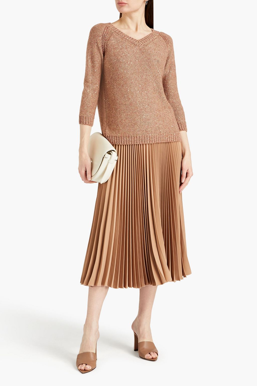 GENTRYPORTOFINO Sequin-embellished metallic linen-blend sweater