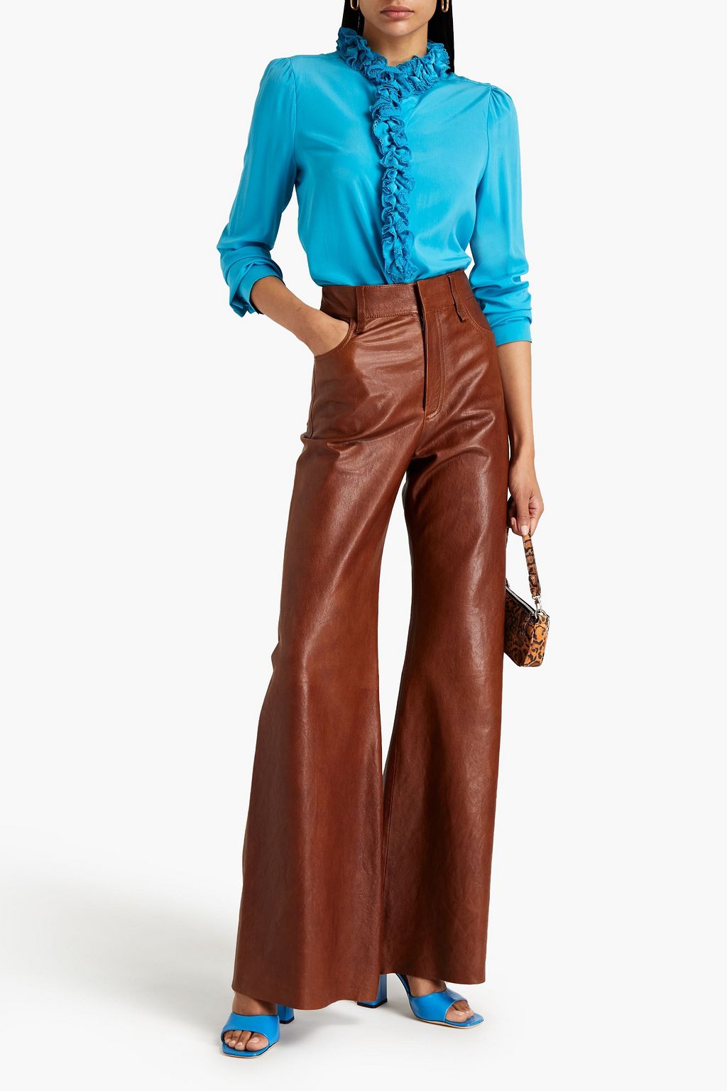 MISSONI Ruffled stretch-silk crepe shirt