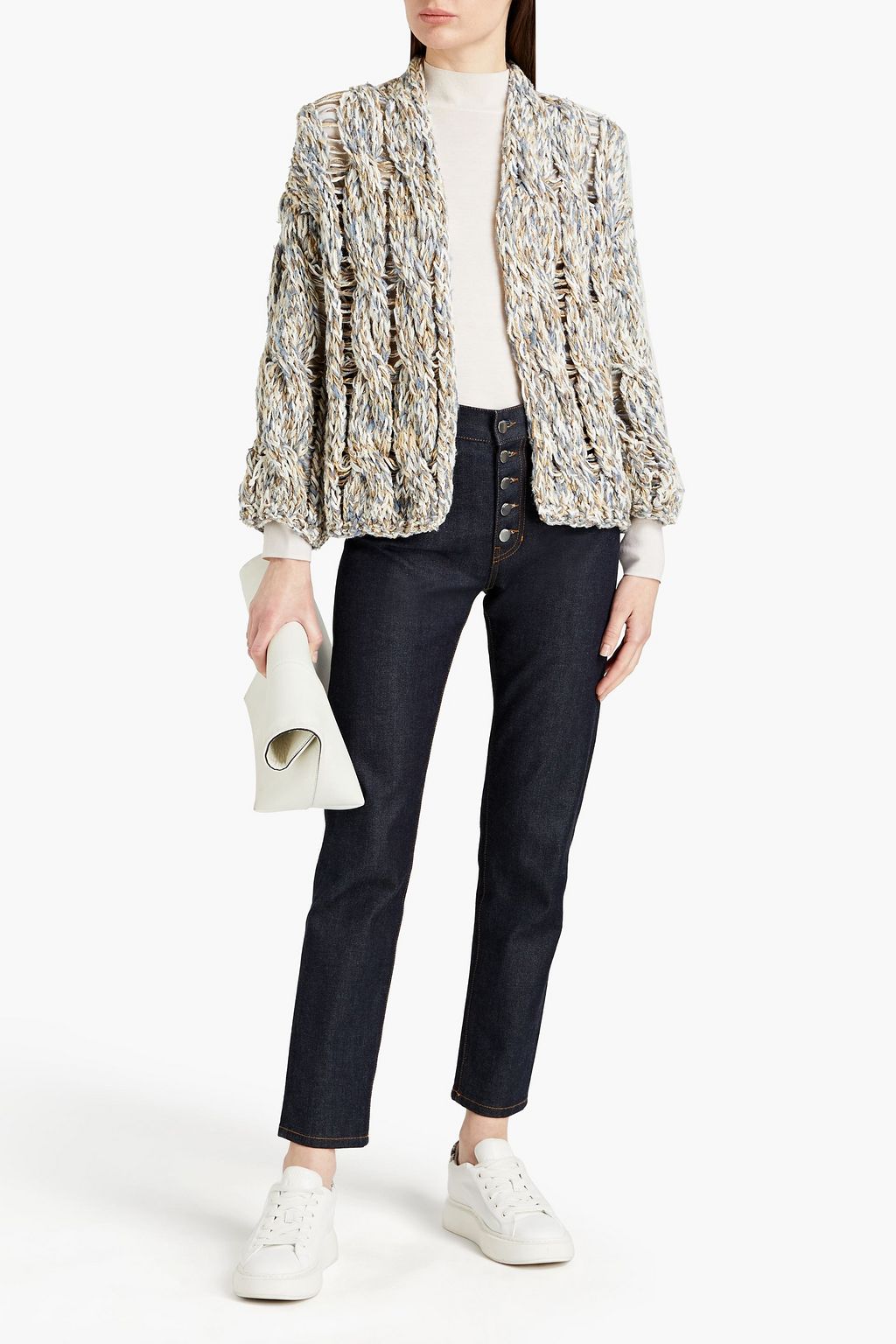 GENTRYPORTOFINO Metallic open-knit cardigan