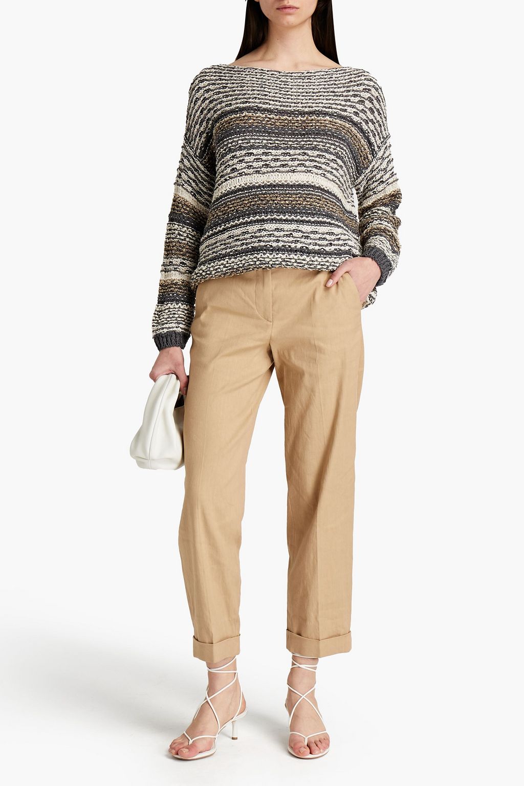 GENTRYPORTOFINO Metallic crochet-knit sweater