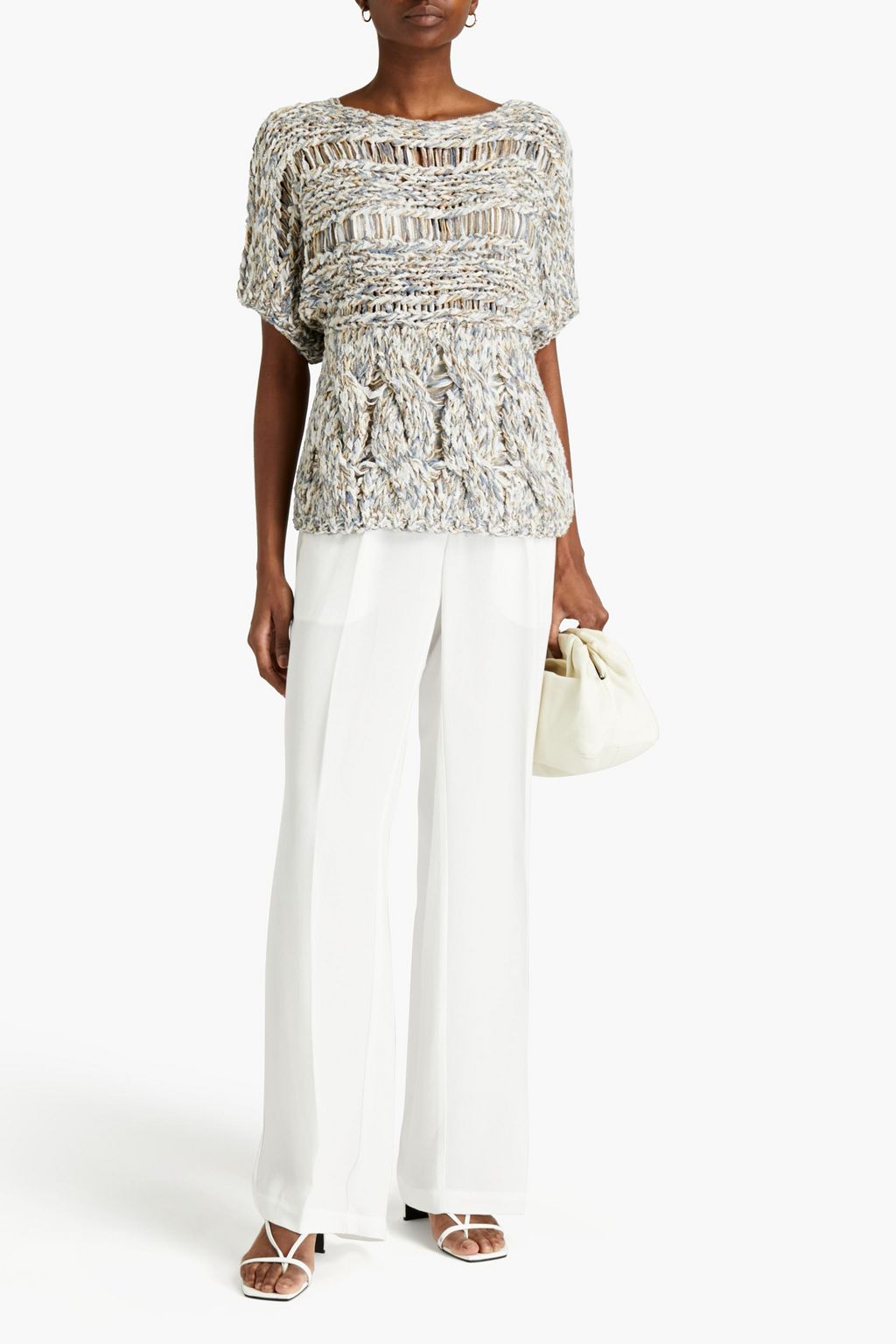 GENTRYPORTOFINO Metallic open-knit sweater