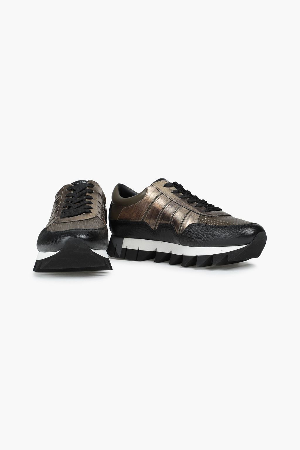 DOLCE&GABBANA Perforated metallic leather sneakers