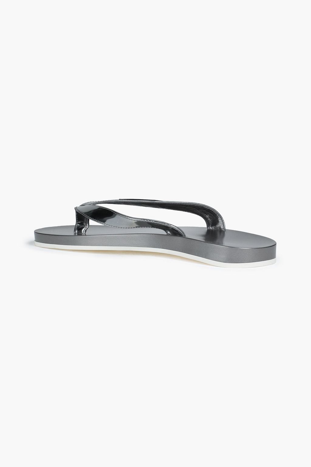 DOLCE&GABBANA Logo-appliquéd mirrored-leather flip flops