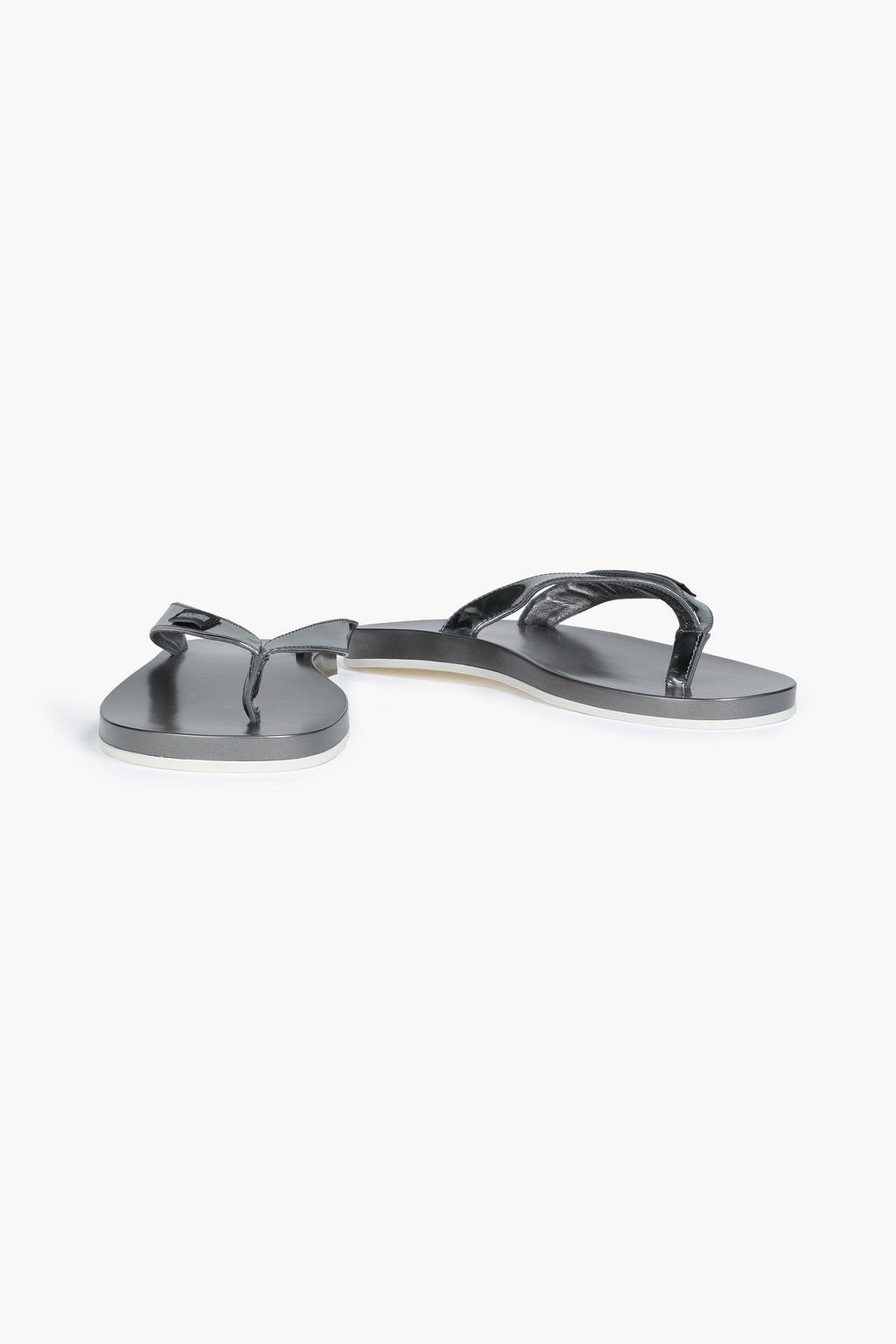 DOLCE&GABBANA Logo-appliquéd mirrored-leather flip flops