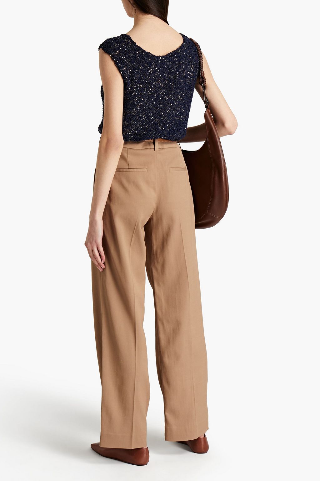GENTRYPORTOFINO Embellished metallic cable-knit vest
