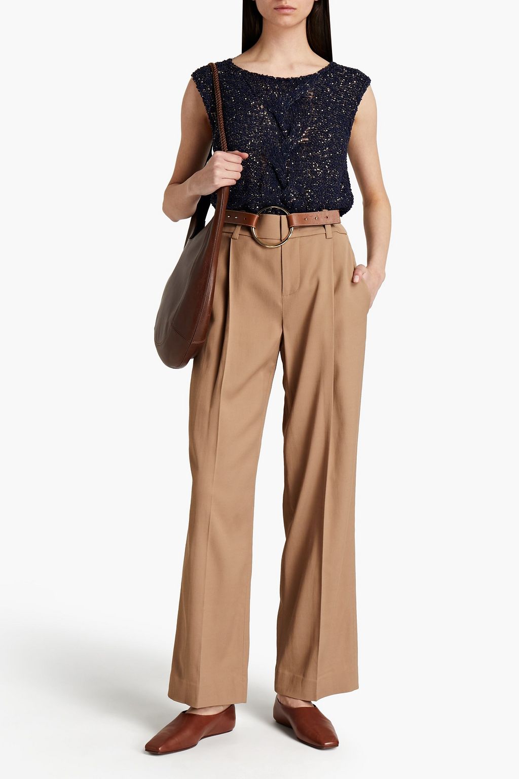 GENTRYPORTOFINO Embellished metallic cable-knit vest