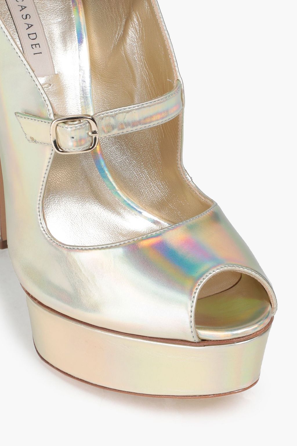 CASADEI Iridescent leather platform sandals