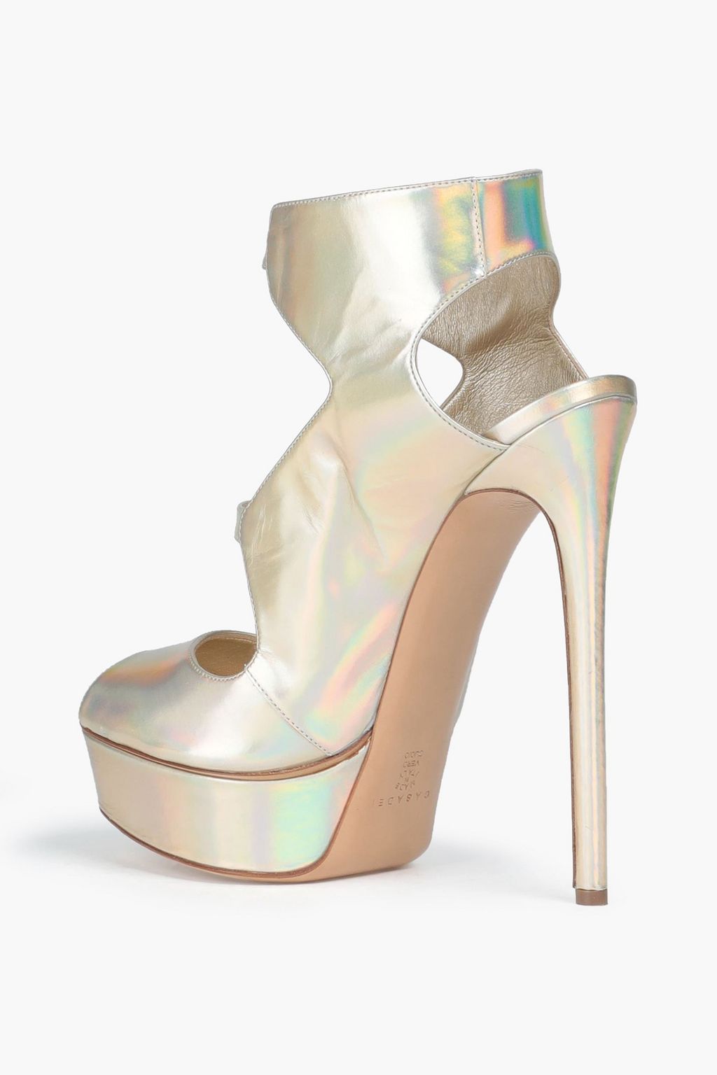 CASADEI Iridescent leather platform sandals