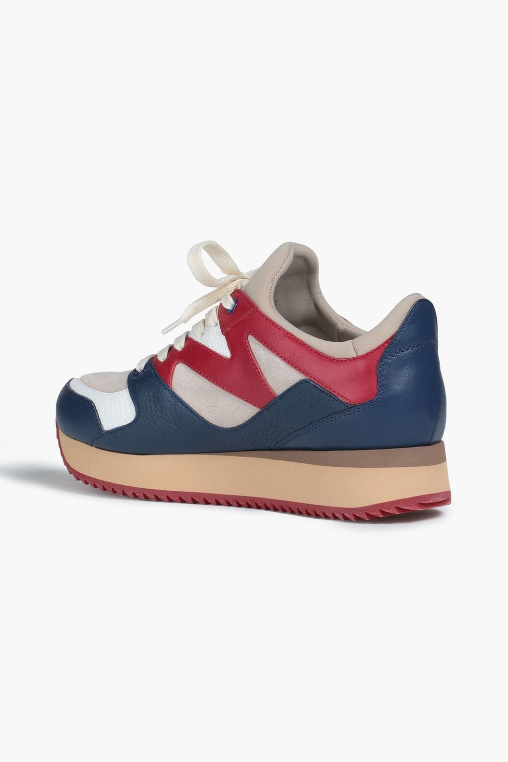 DOLCE & GABBANA Color-block pebbled-leather, suede and neoprene sneakers