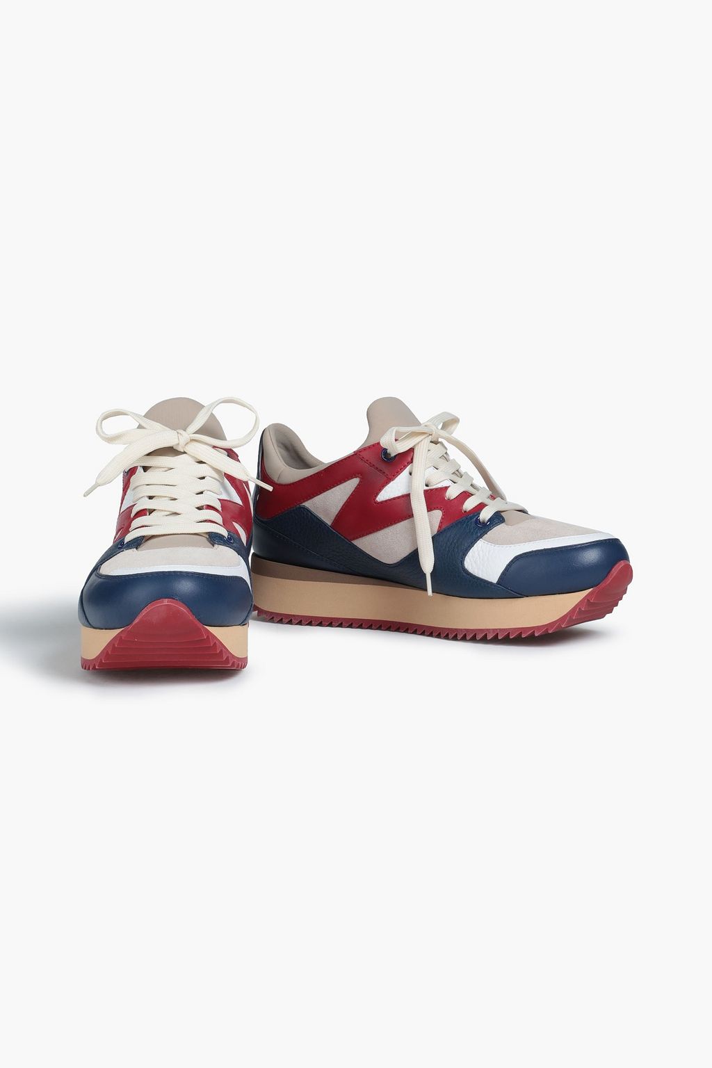 DOLCE & GABBANA Color-block pebbled-leather, suede and neoprene sneakers