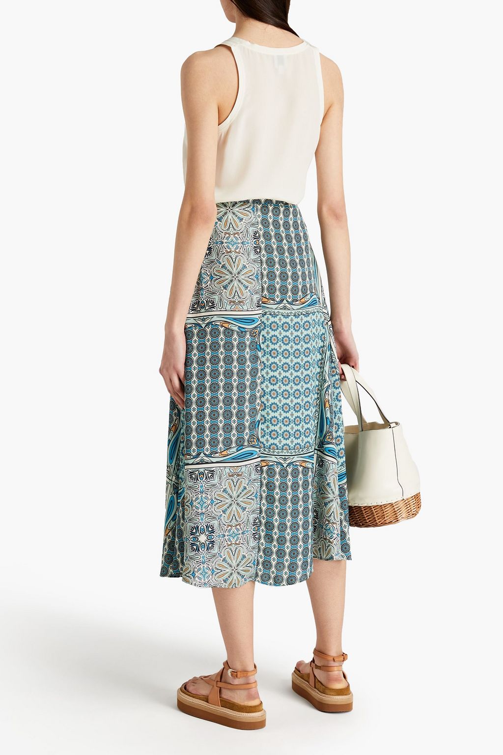 CLAUDIE PIERLOT Sapinoter printed satin midi skirt