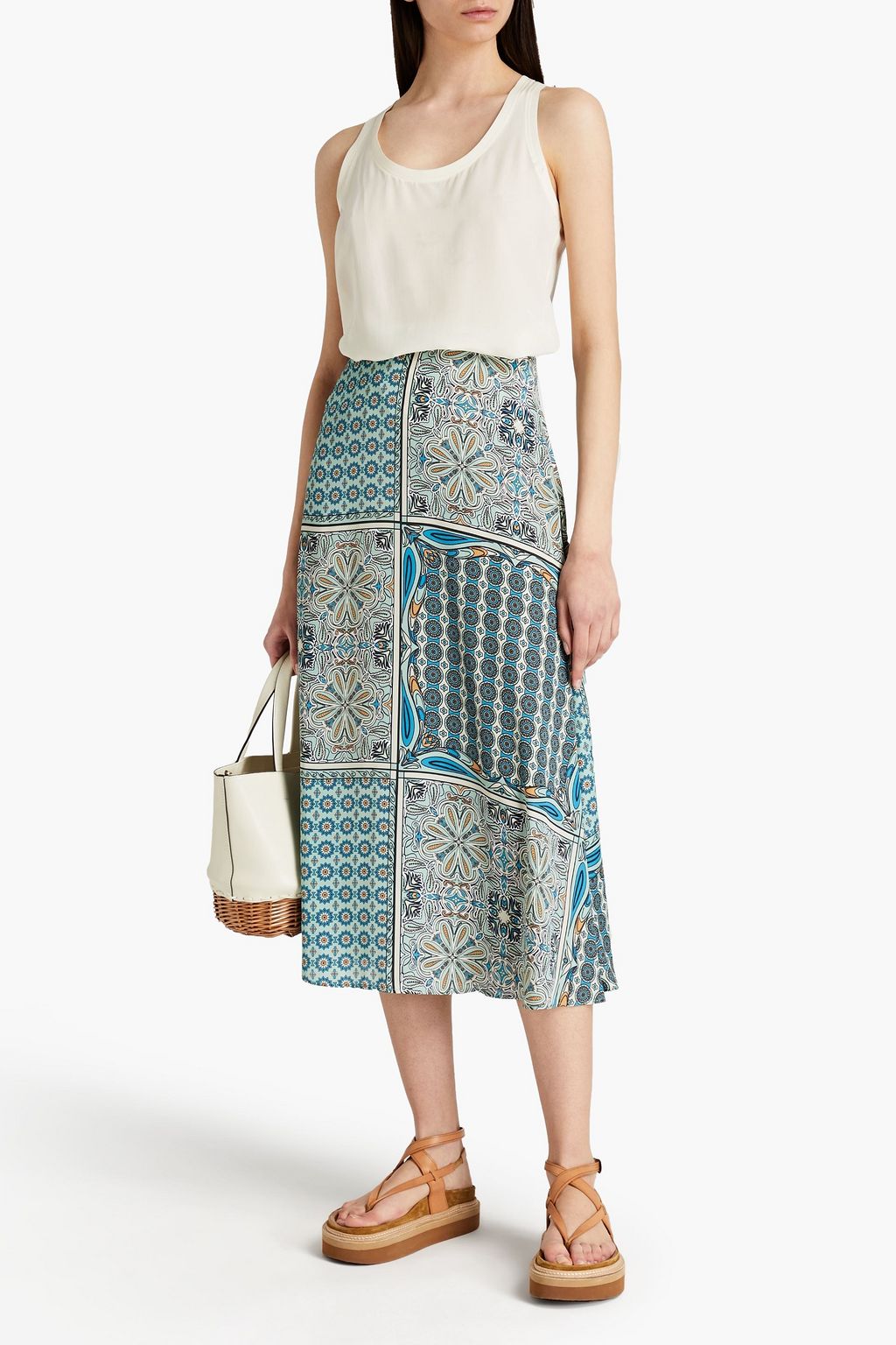 CLAUDIE PIERLOT Sapinoter printed satin midi skirt