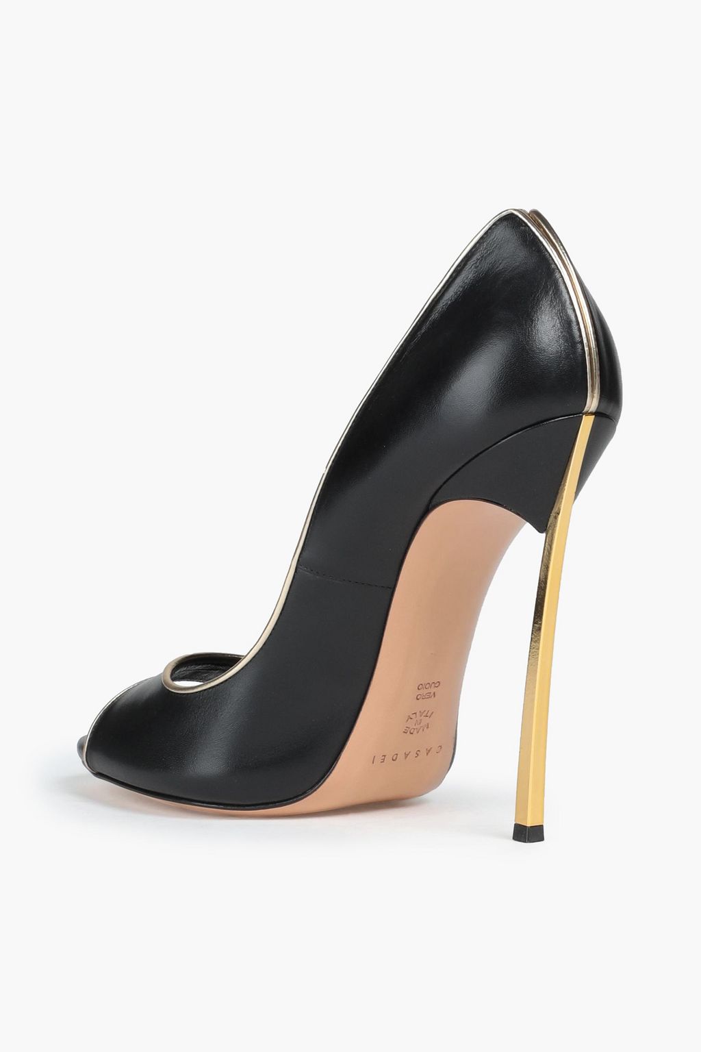 CASADEI Metallic-trimmed leather pumps