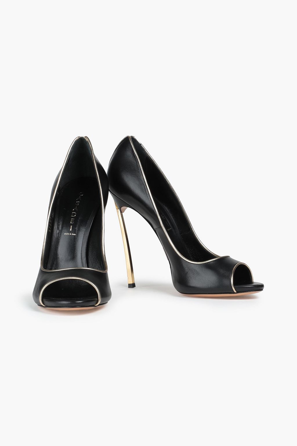 CASADEI Metallic-trimmed leather pumps