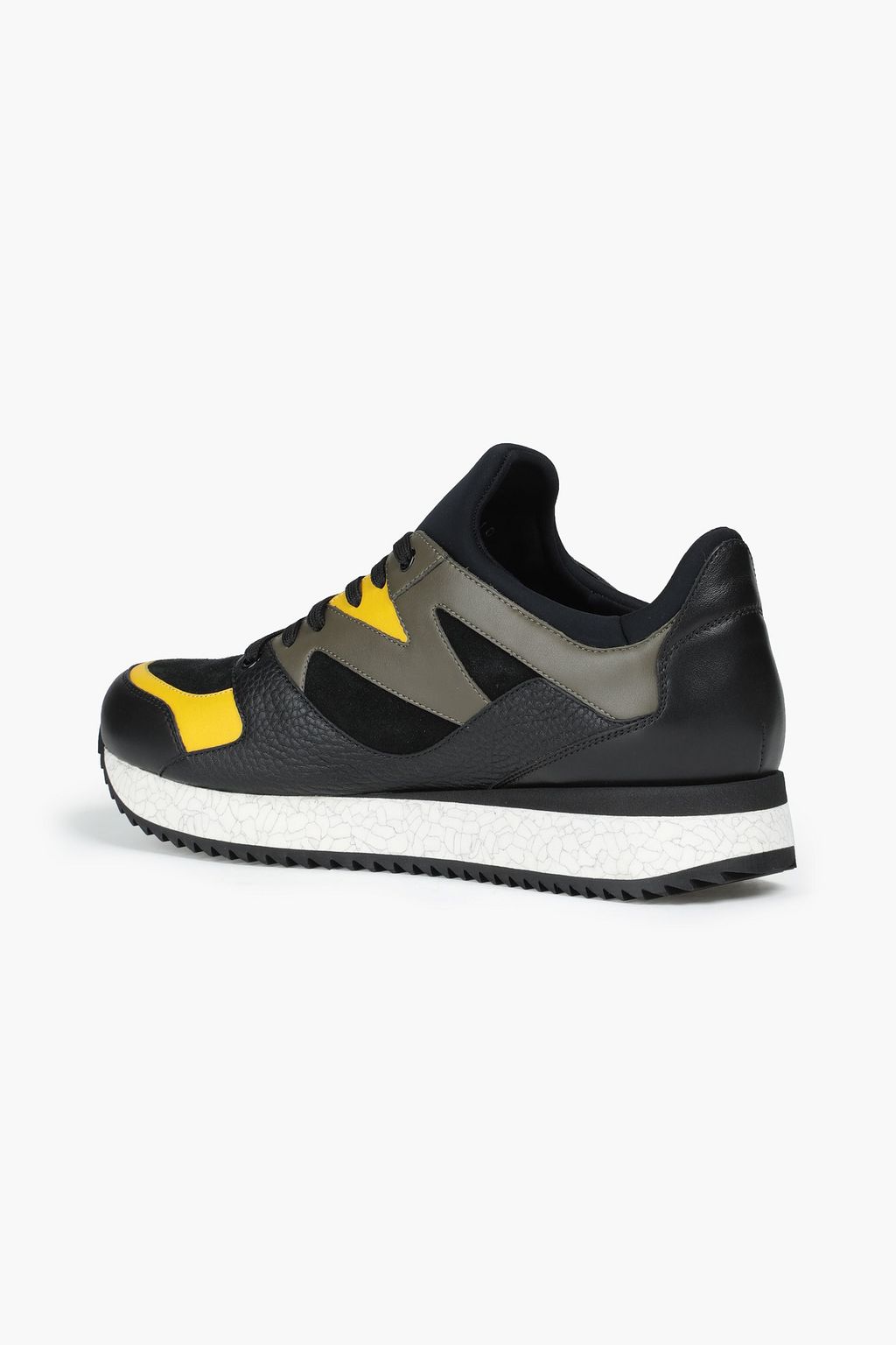 DOLCE&GABBANA Color-block pebbled-leather, suede and neoprene sneakers
