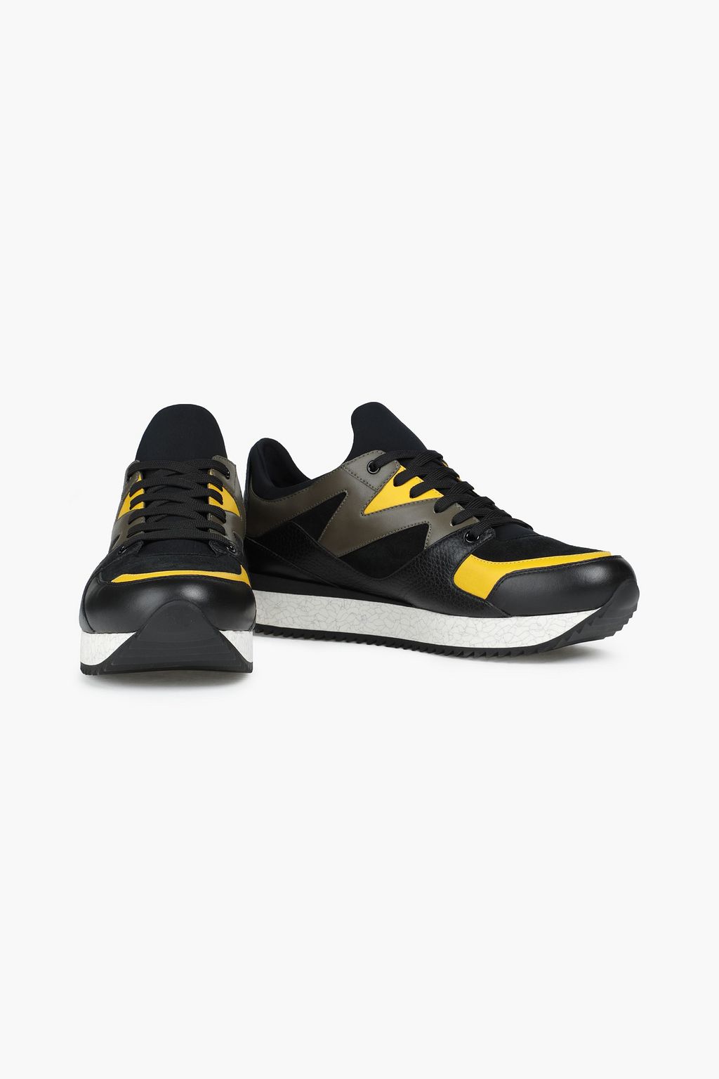 DOLCE&GABBANA Color-block pebbled-leather, suede and neoprene sneakers
