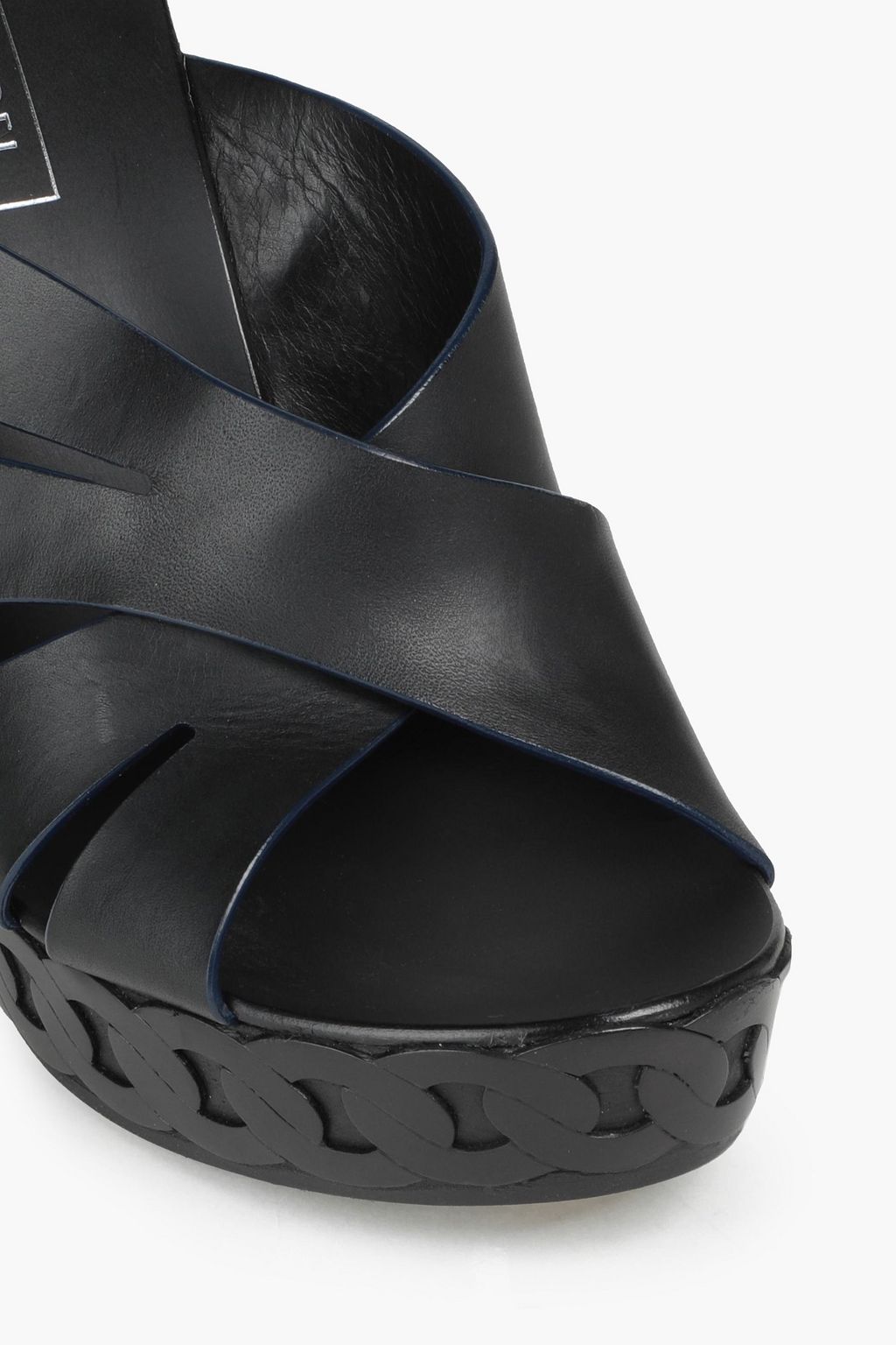 CASADEI Cutout leather platform mules