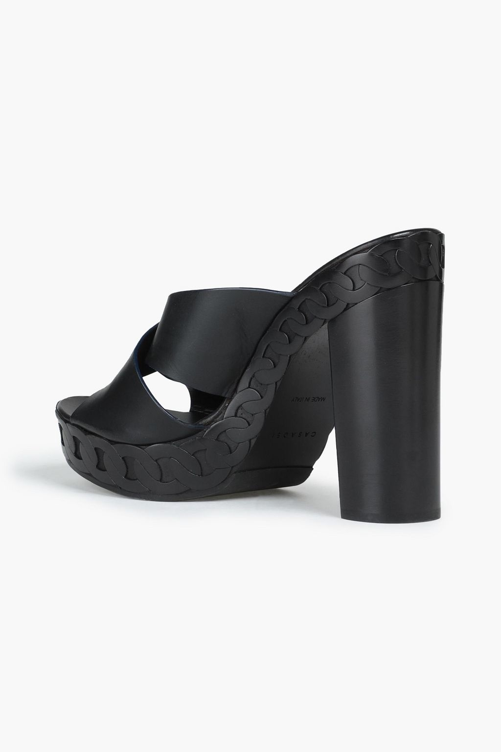 CASADEI Cutout leather platform mules