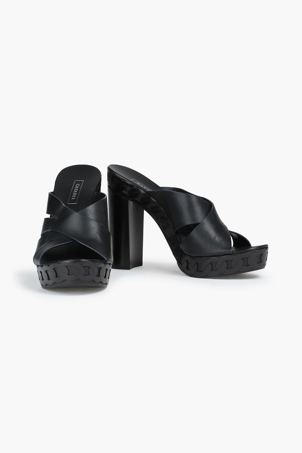 CASADEI Cutout leather platform mules