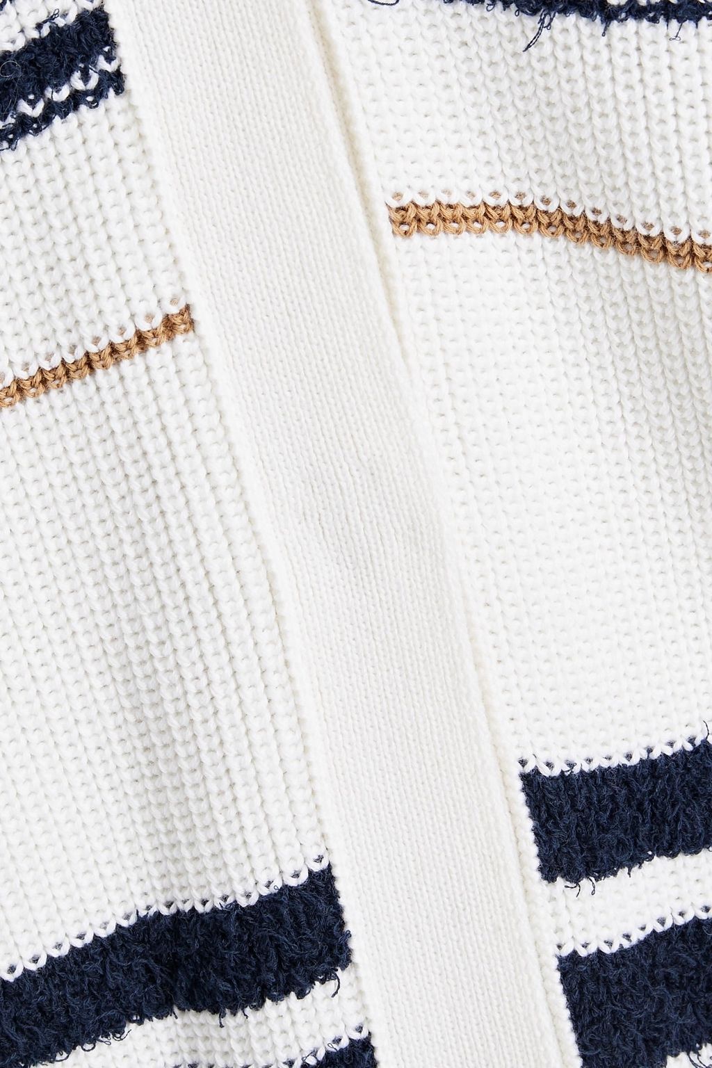 GENTRYPORTOFINO Striped bouclé and ribbed-knit cotton-blend cardigan