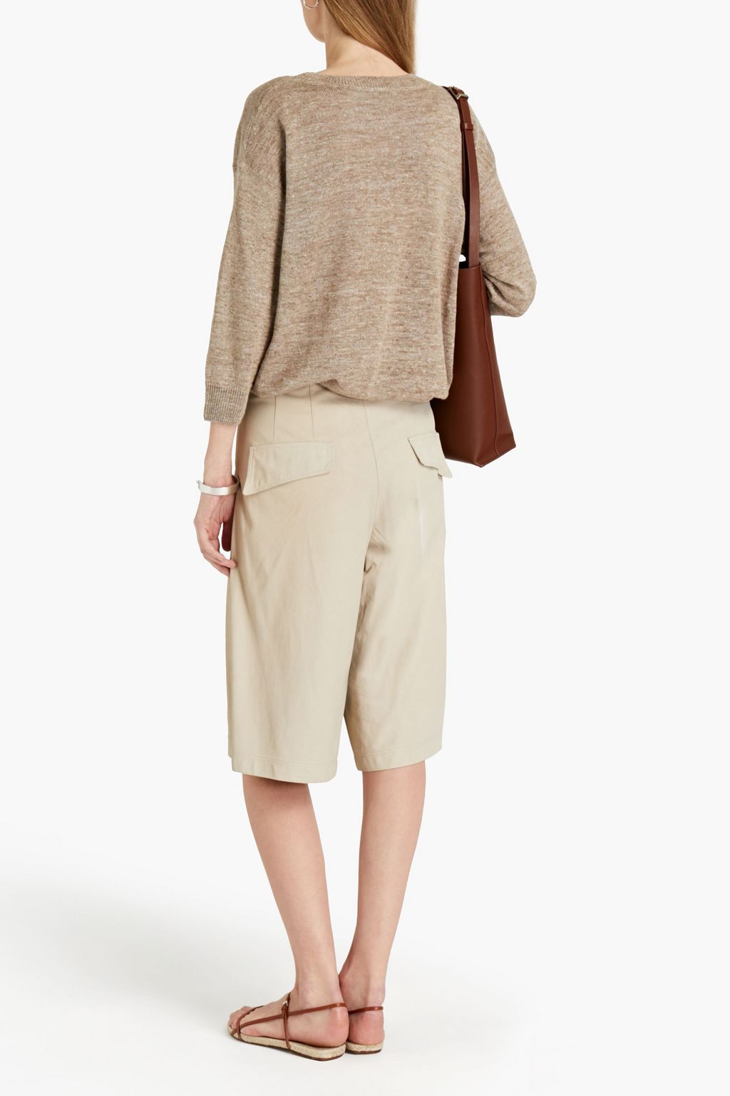 GENTRYPORTOFINO Embellished mélange linen and silk-blend sweater