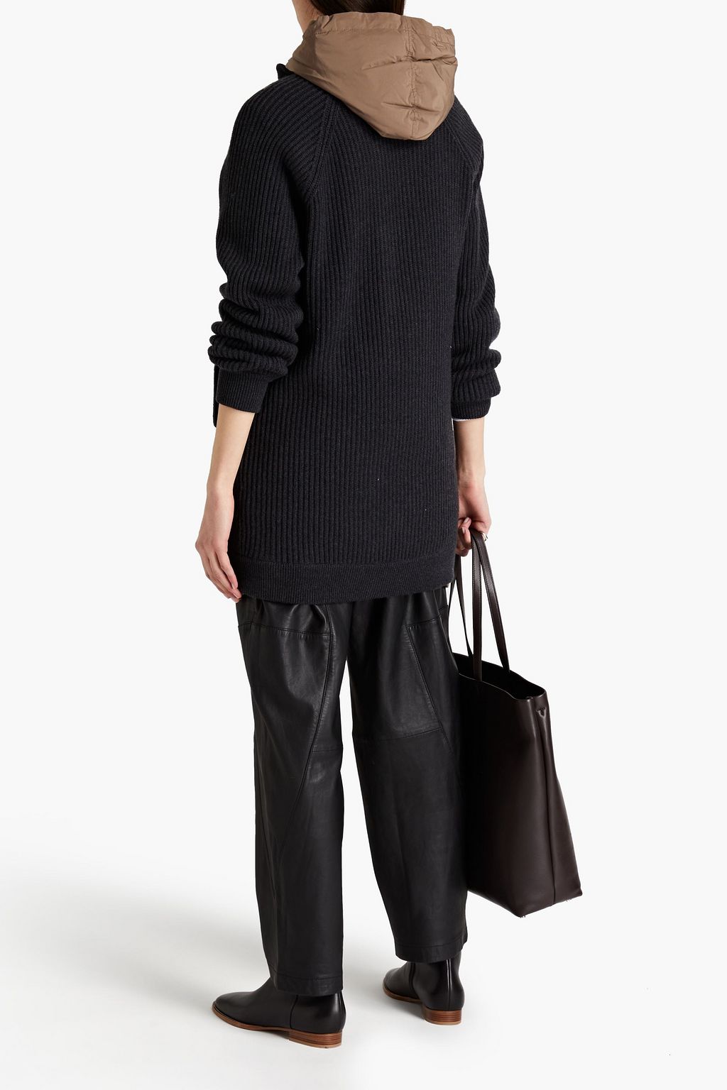 BRUNELLO CUCINELLI Embellished ribbed cashmere hooded coat
