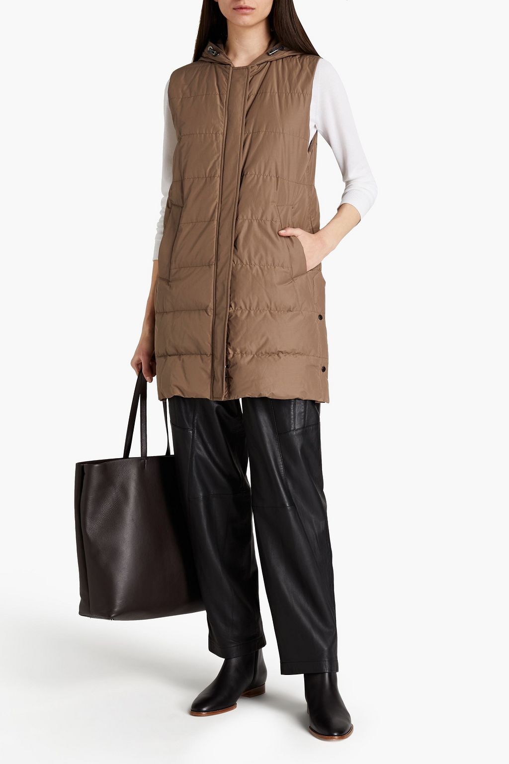 BRUNELLO CUCINELLI Embellished ribbed cashmere hooded coat