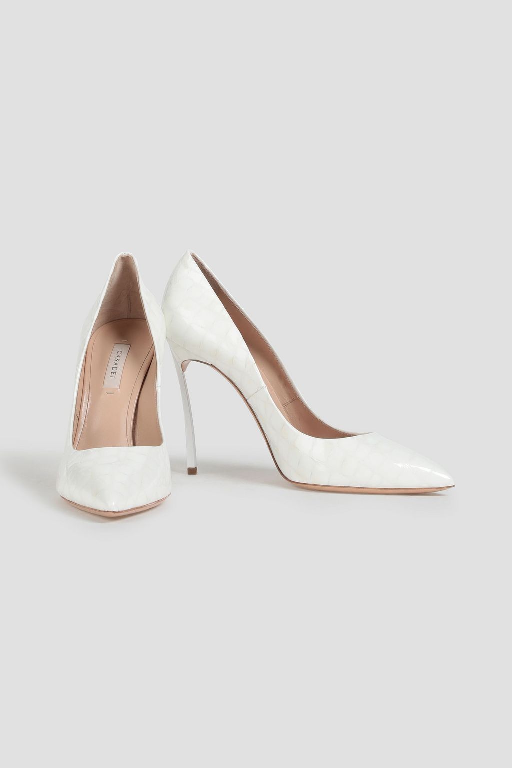 CASADEI Glossed croc-effect leather pumps