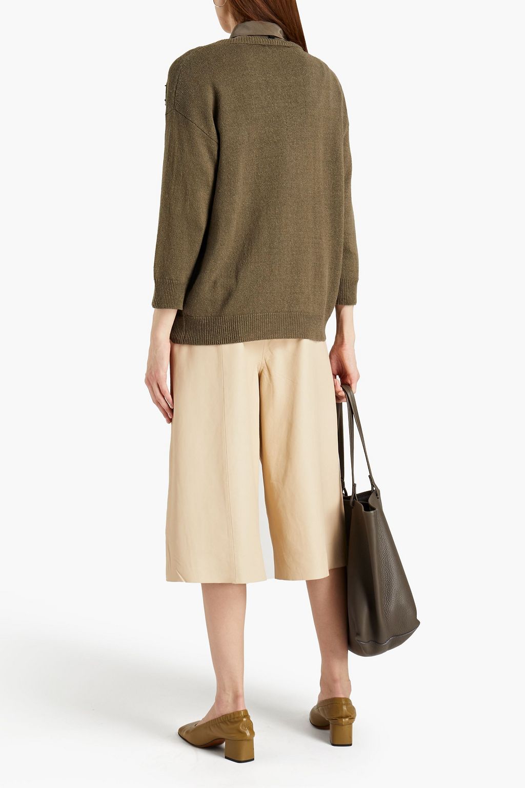 GENTRYPORTOFINO Embellished mélange linen and silk-blend sweater